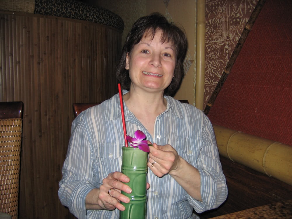 Livia enjoys a Mai-Tai